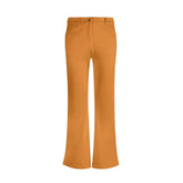 Pinsa Flare Zip Leggings Pants - Orange Bell Bottoms Retro Bold Vibrant Solid Coordinate Women's Zipper Belt
